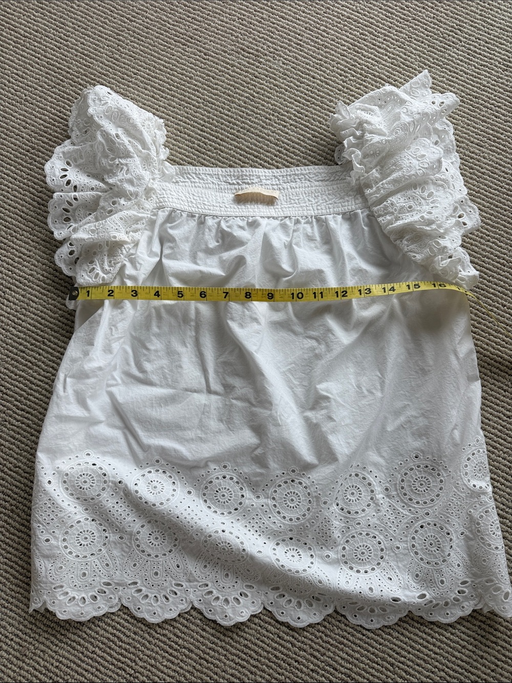 Ulla Johnson White Eyelet Puff-Sleeve Cotton Top